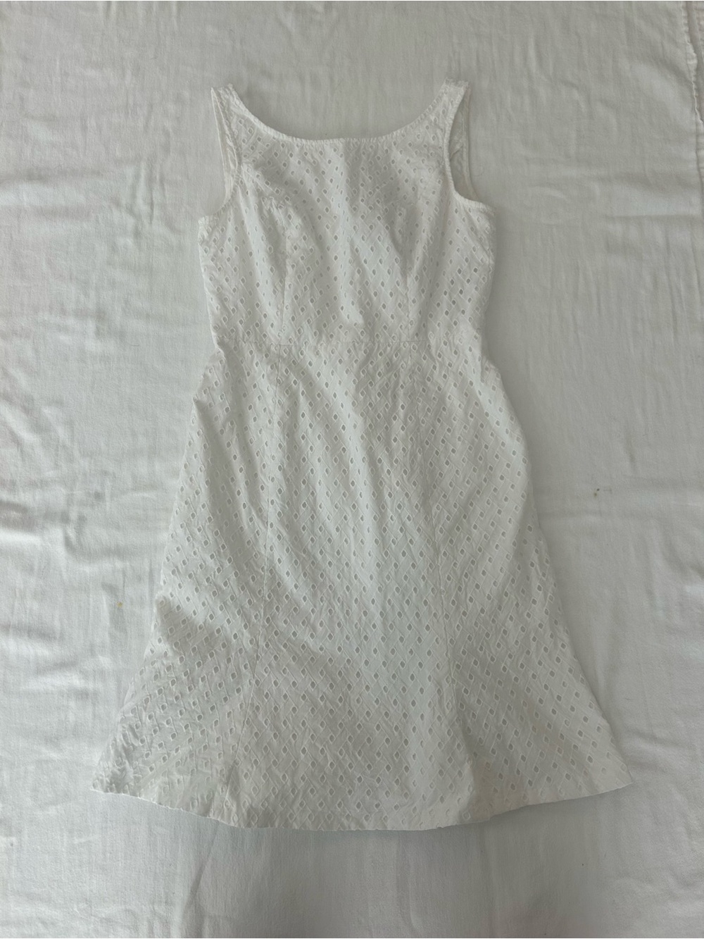 White House Black Market White Eyelet 100% Cotton Sleeveless Dress Size 0